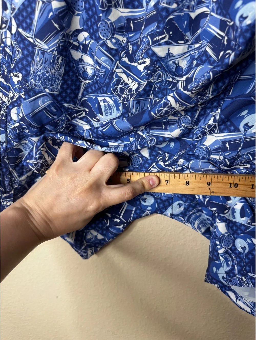 Peter Millar Mens XL Swim Trunks Blue Cocktail Print Drawstring Stretch